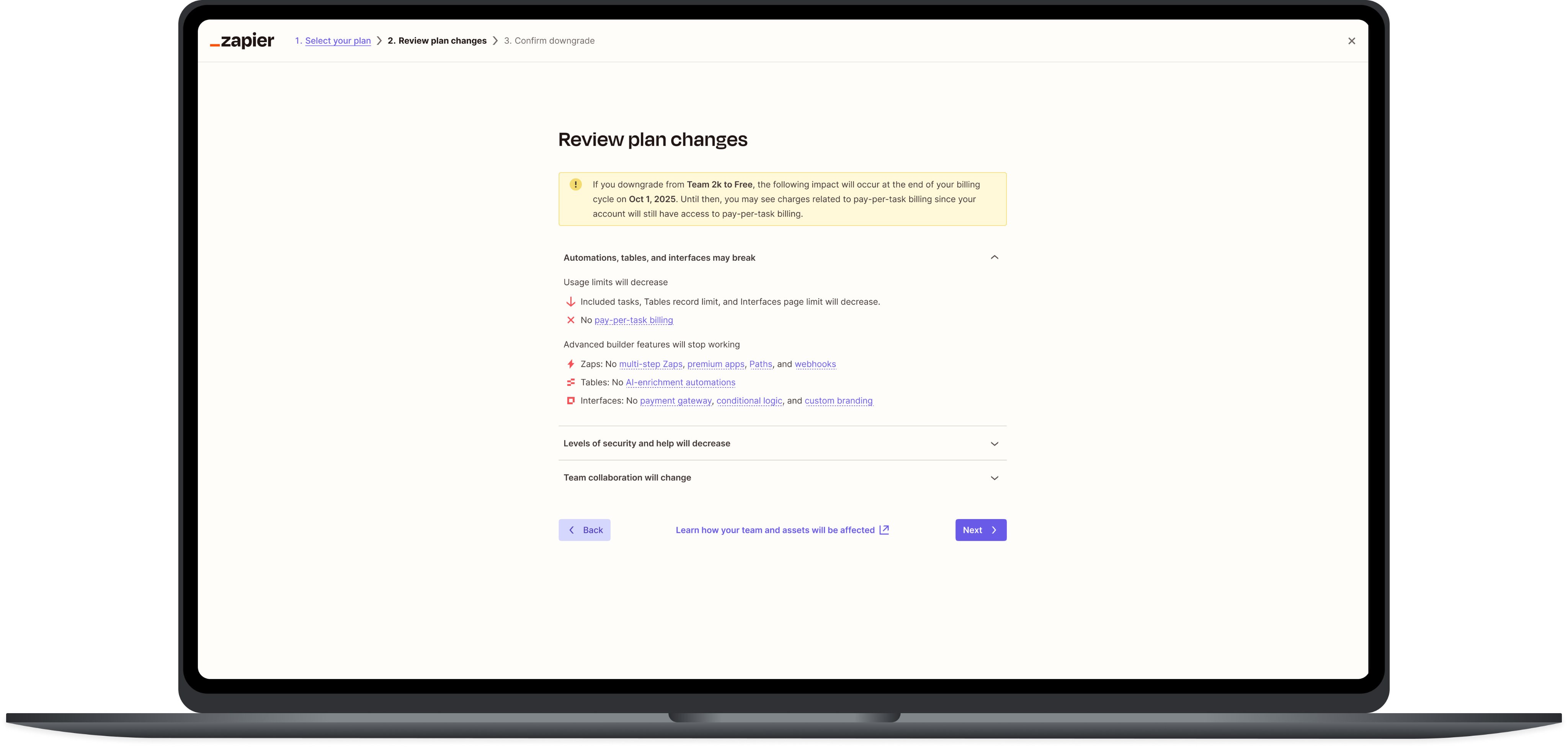 Laptop with review plan changes downgrade